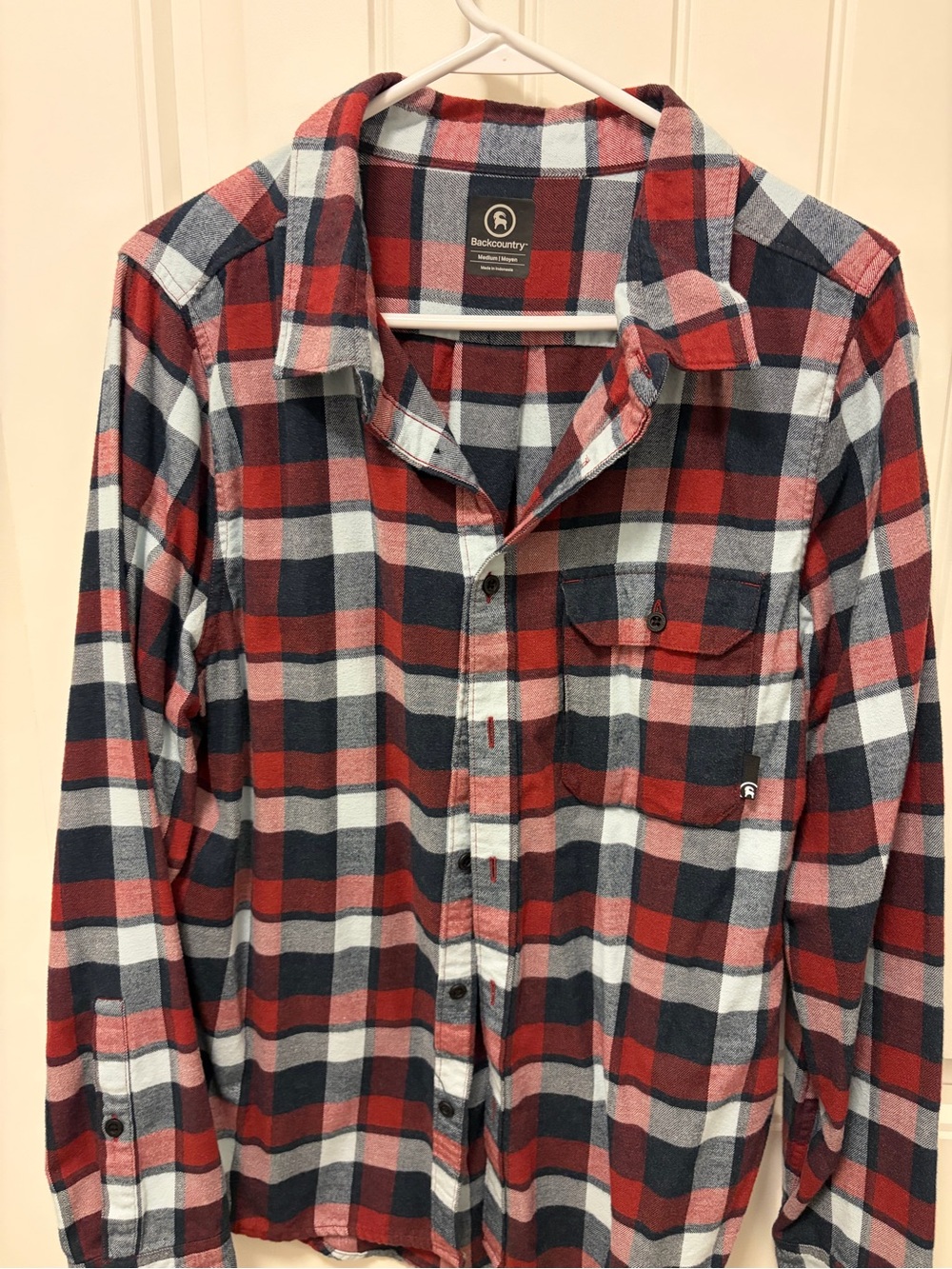 Backcountry Men's Red & Navy Plaid Button-Down Shirt
